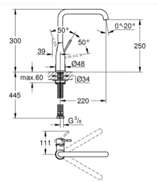 Смеситель для кухни холодный рассвет глянец Grohe Essence New , для кухни - фото 2