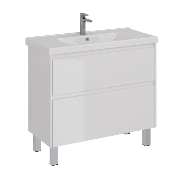 Тумба под раковину подвесная Lemark Combi 100 см белый глянец, белая - фото 7