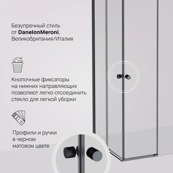 Душевой уголок Am.Pm X-Joy 80x80 см профиль черный матовый, раздвижные - фото 7
