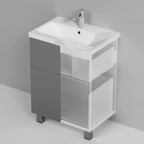 Тумба напольная для раковины AM.PM Gem, графит матовый, комплект (набор) - фото 8