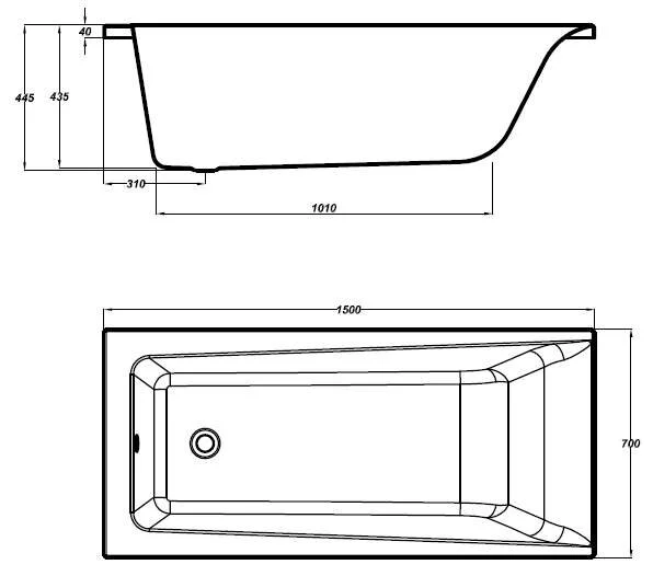 Ванна акриловая Cersanit Lorena 150x70 см приставная - фото 4