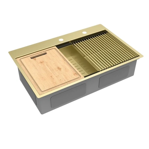 Мойка для кухни Lemark Iordana 78 см светлое золото, без крыла - фото 6