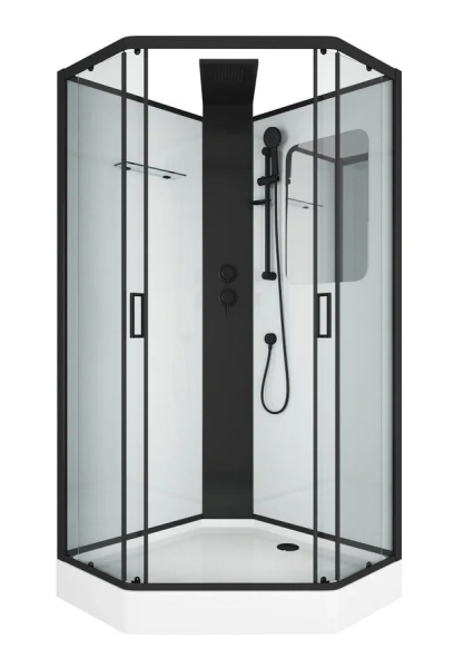 Душевая кабина Grossman Elegans 90x90 см профиль черный - фото 1