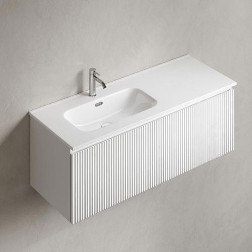 Тумба под раковину подвесная Sancos Snob R 1.0 120 см левая bianco, моноблок - фото 5