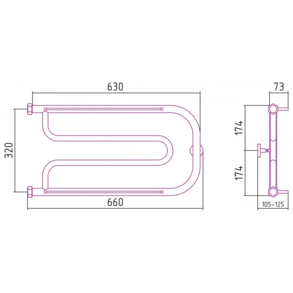 Полотенцесушитель водяной Сунержа Гусли 65х32 см белый матовый - фото 2