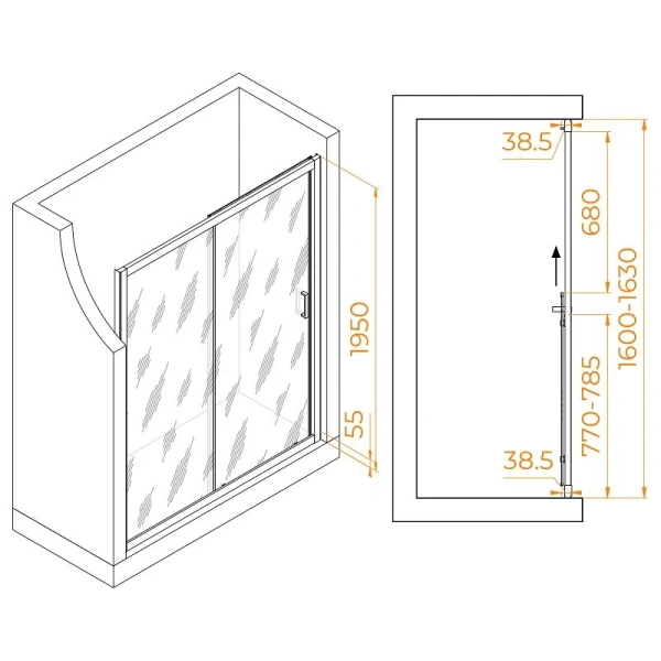 Душевая дверь в нишу RGW Passage PA-016 160 см прозрачное стекло, профиль хром, современные, hi-tech - фото 2