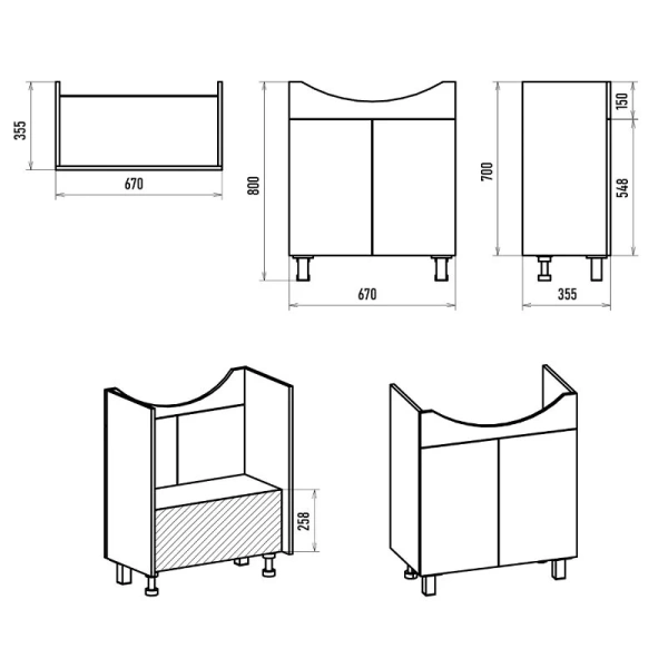 Тумба под раковину напольная Misty Изео 70 см белая - фото 2