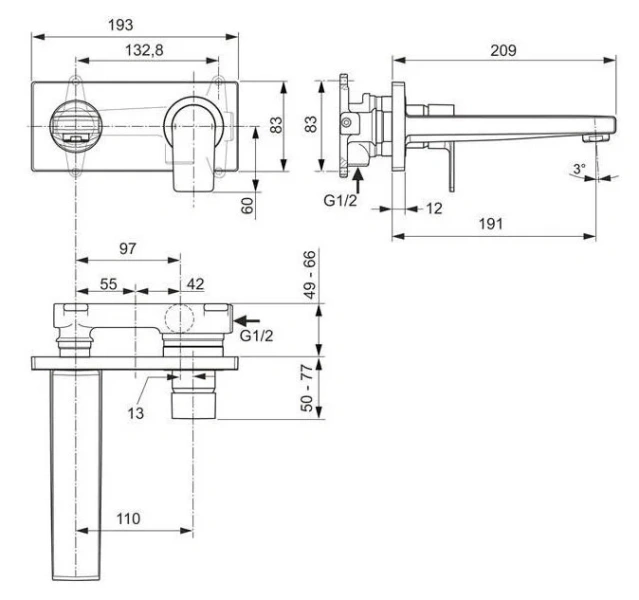 Смеситель для раковины Ideal Standard Edge A7116 с внутренней частью - фото 2