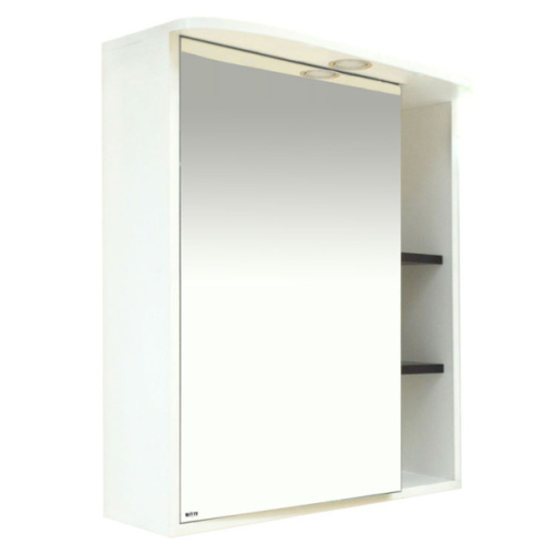 Зеркальный шкаф, зеркало слева, полочки справа, цвет белый/чёрный, Misty Венера, недорогo - фото 3