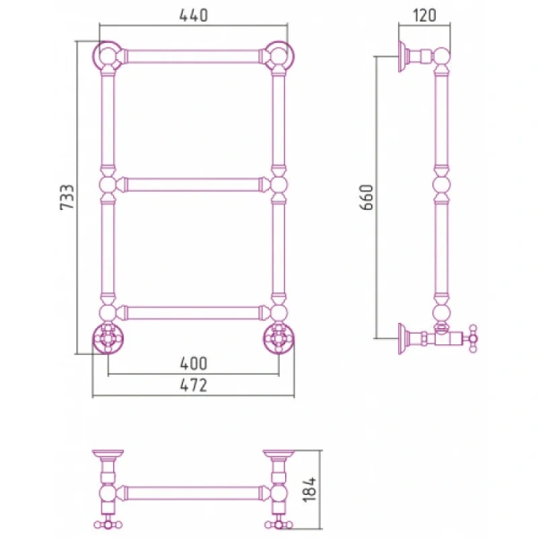 Полотенцесушитель водяной Сунержа Ренессанс 40х66 см золото - фото 2