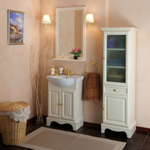 Пенал для ванной, петли справа, цвет слоновая кость матовый, фурнитура золото, La Beaute Michel, по запросу - фото 2