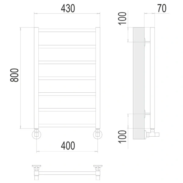 Полотенцесушитель водяной Terminus Контур П7 40х80 см из нержавеющей стали - фото 2
