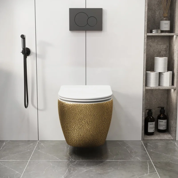 Унитаз подвесной Grossman Color золото/белый, без бачка, со скрытым бачком - фото 3