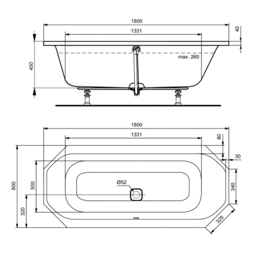 Ванна акриловая Ideal Standard Tonic II 180х80 см восьмиугольная - фото 3