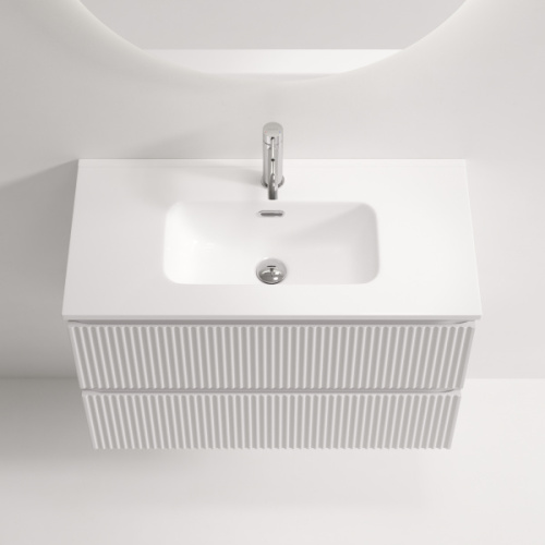 Тумба под раковину подвесная Sancos Snob R 80 см bianco, моноблок - фото 5