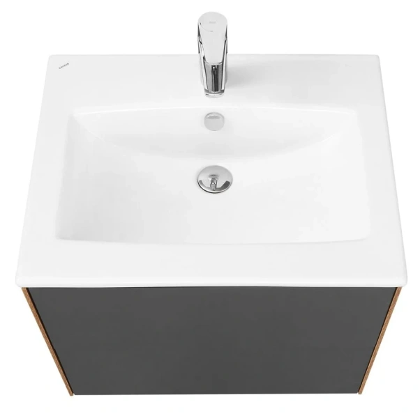 Тумба под раковину подвесная Акватон Сохо 60 см дуб веллингтон/графит, подвесная, пристенная - фото 4