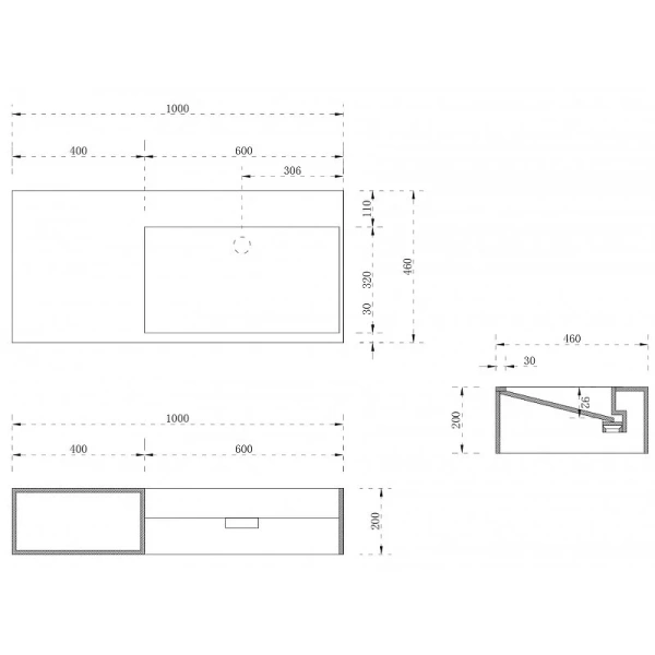 Тумба с раковиной подвесная Abber Stein AS2640-1.0 100 см белая матовая - фото 3