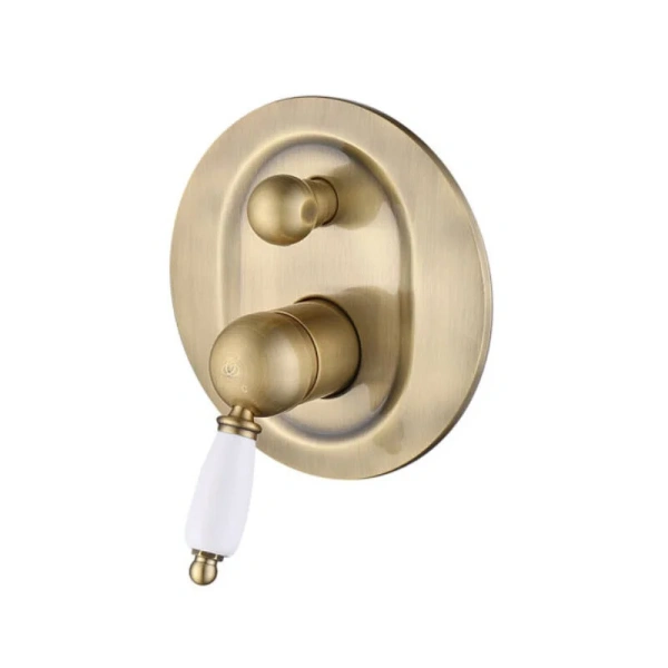 Смеситель Caprigo Adria-Uno 02-551-vot (УК043107), для душа, с внутренней частью, цвет бронза, ручка белая керамика - фото 1