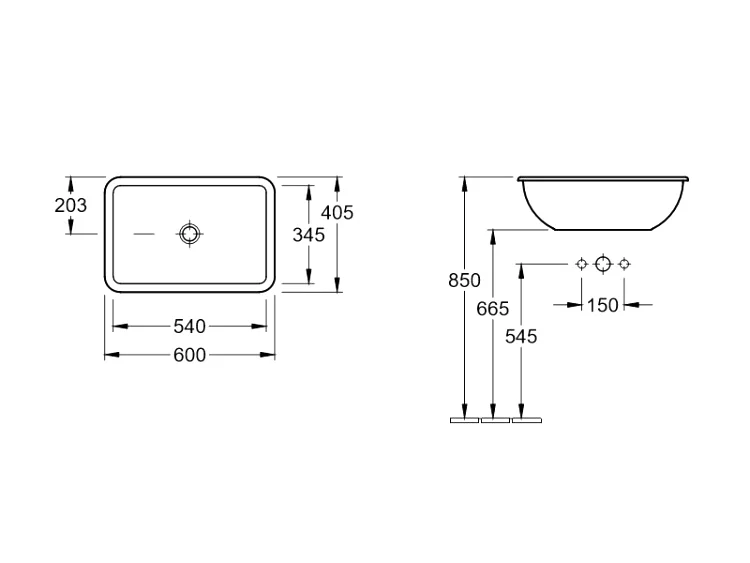 Раковина Villeroy & Boch Loop & Friends 614500 встраиваемая - фото 3