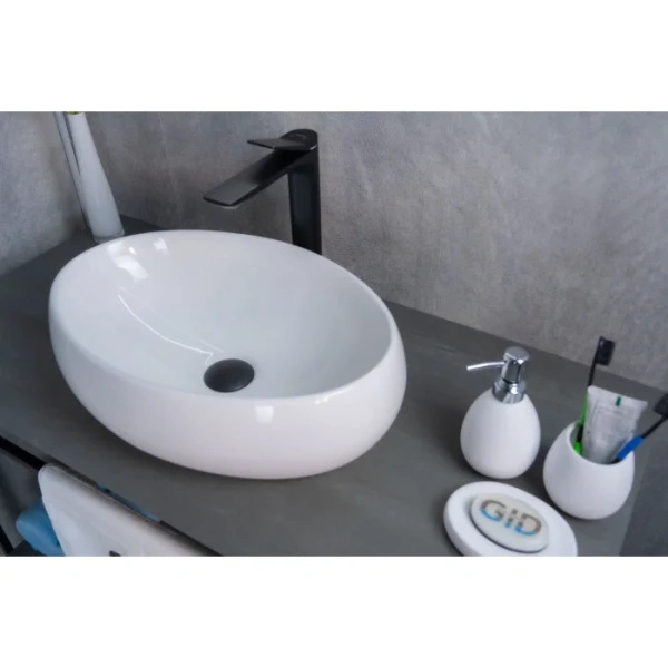 Раковина GID Lago N9030b 48 см белая, одинарные, недорогие, с антигрязевым покрытием - фото 8