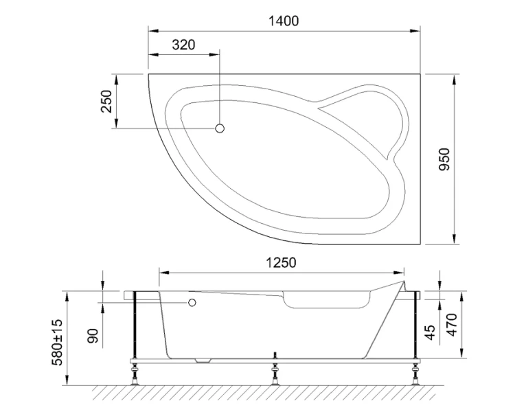 Акриловая ванна Royal Bath Alpine 140 х 95 см, белая, RB819103L/R - фото 2
