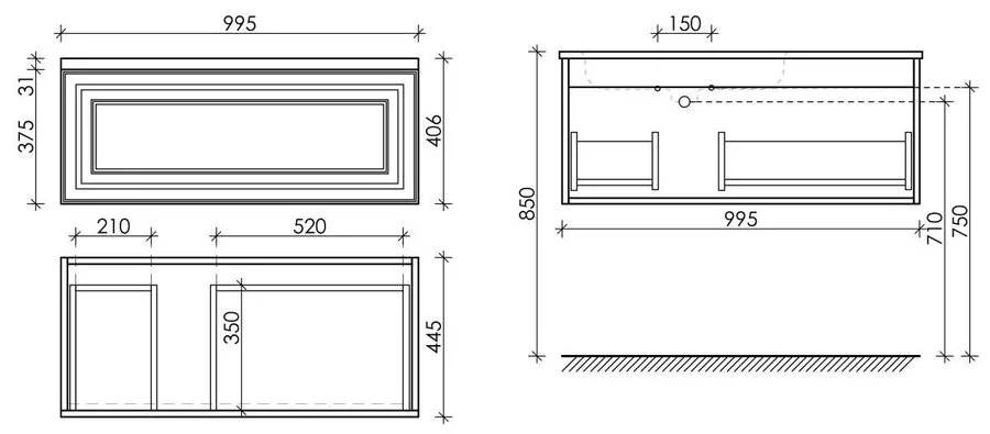 Тумба под раковину подвесная Sancos Very 100 см правая, doha soft, по запросу - фото 2