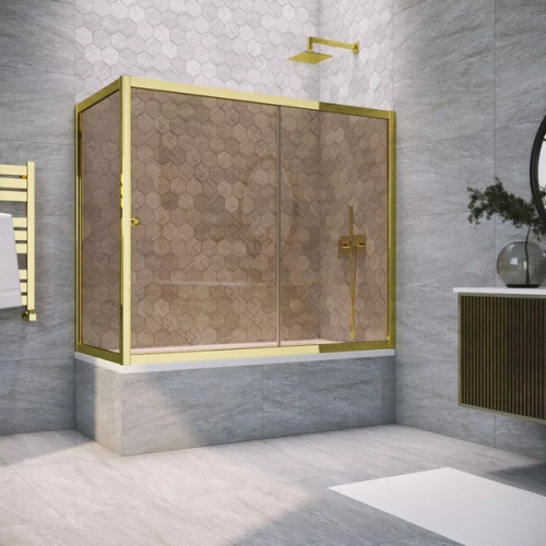 Душевая шторка на ванную стекло бронза Vegas-glass ZV+ZVF 150х70 05 - фото 57