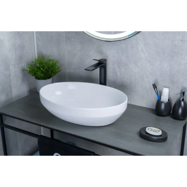 Раковина GID Lago D1469 50 см белая, в форме чаши, круглой формы - фото 5