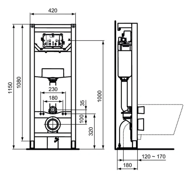 Инсталляция для унитаза Ideal Standard ProSys встраиваемая - фото 2