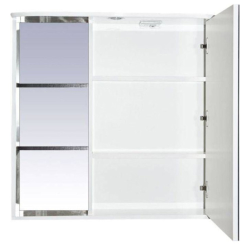 Зеркальный шкаф, зеркало справа, полочки слева, цвет белый/чёрный, Misty Венера, недорогo - фото 3