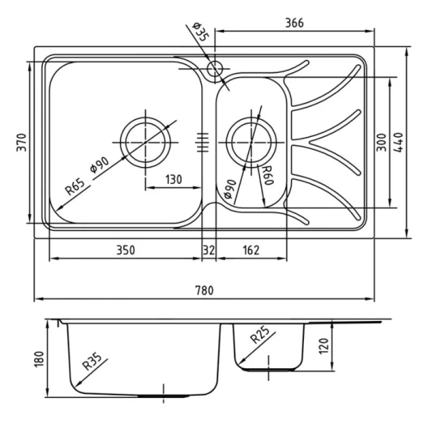 Мойка для кухни IDDIS Arro 78 см чаша справа шелк - фото 4
