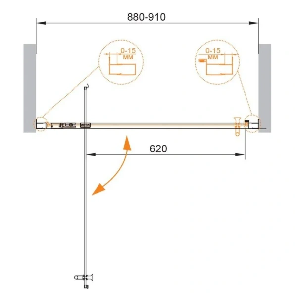 Душевая дверь в нишу Cezares Eco 90 см стекло рифленое Punto, распашные - фото 6
