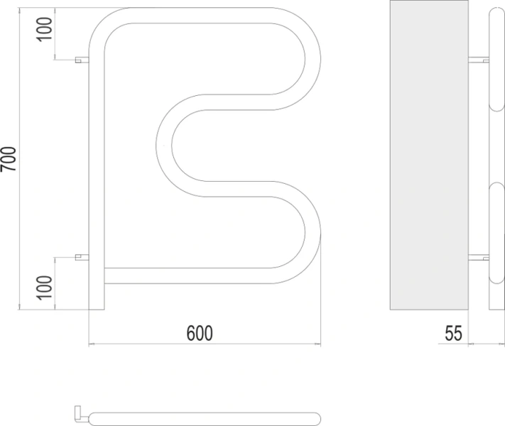 Полотенцесушитель электрический Terminus F-образный 600x600 поворотный - фото 2