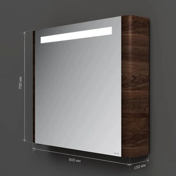 Зеркальный шкаф с подсветкой Am.Pm Sensation 80 см орех, в наличии - фото 2