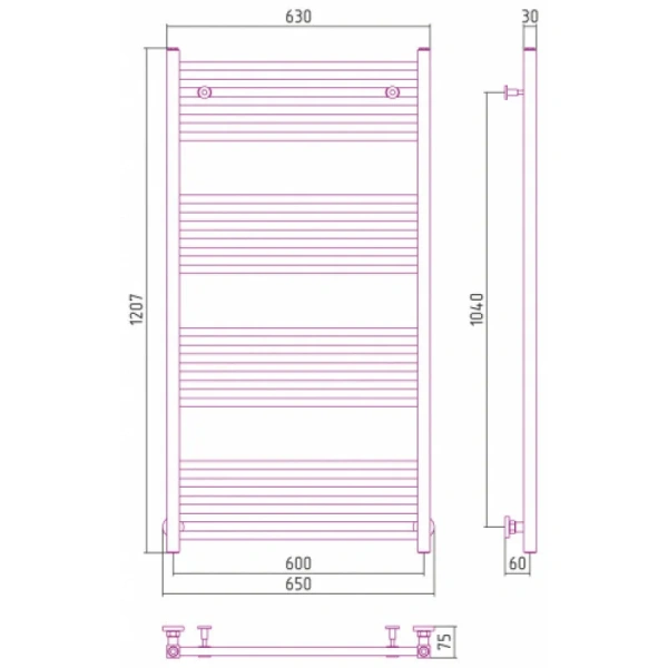Полотенцесушитель водяной Сунержа Модус 60х120 см черный матовый, современные, hi-tech - фото 2