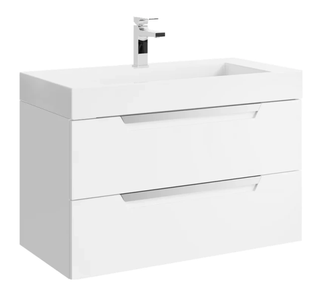 Тумба под раковину подвесная Aqwella Cube 90 см белая - фото 1