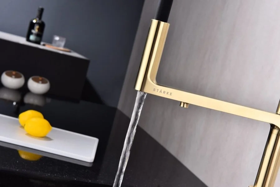 Смеситель для питьевой воды Paulmark Tornado светлое брашированное золото, из латуни, округлая форма, для питьевой воды с фильтром - фото 5