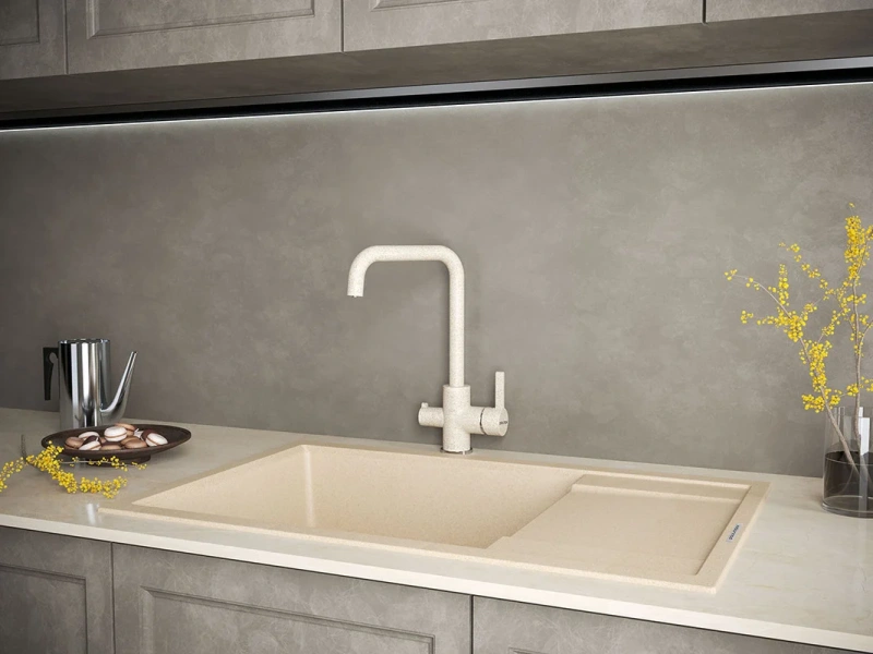 Смеситель для кухни Paulmark Logas песочный, для кухни - фото 2