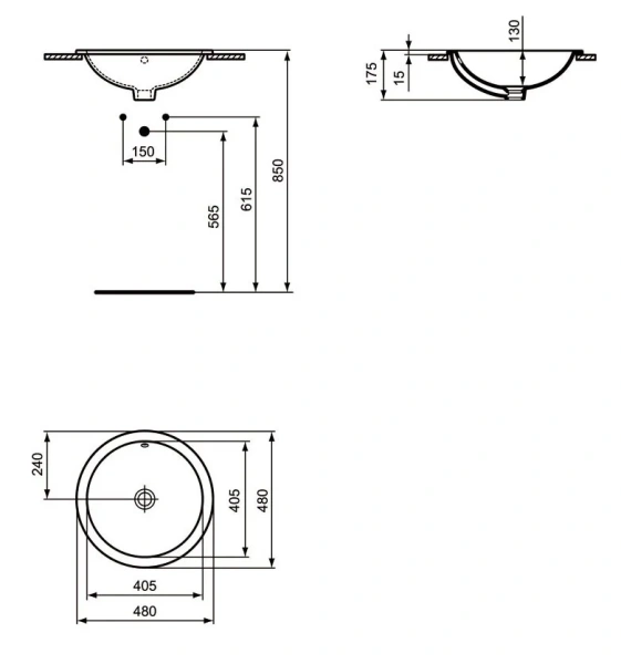 Раковина Ideal Standard Connect 48 см круглая встраиваемая - фото 2