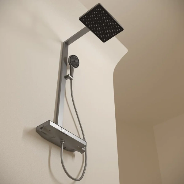 Душевая стойка Sancos Vos вороненая сталь, с изливом - фото 5