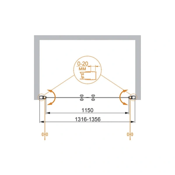 Душевая дверь в нишу Cezares Elena 135 см стекло прозрачное - фото 2
