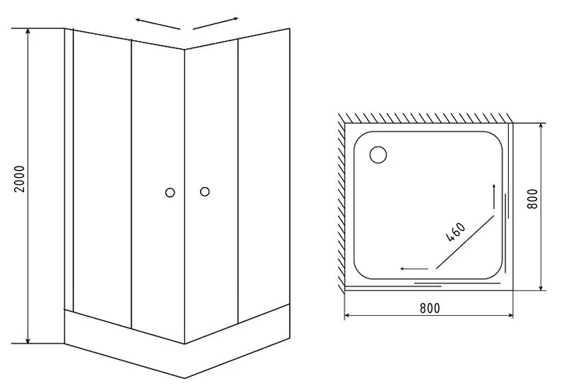 Душевой уголок Timo 80х80 см стекло матовое, квадратные - фото 2