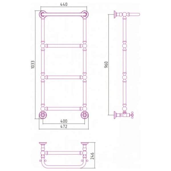Полотенцесушитель водяной Сунержа Ренессанс 40х96 см сатин - фото 2