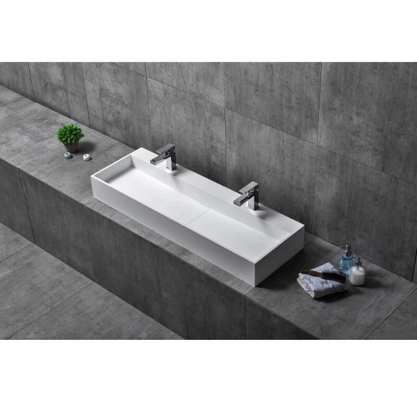 Раковина Abber Stein 120 см накладная, большая, в форме чаши, прямоугольной формы, широкая - фото 5