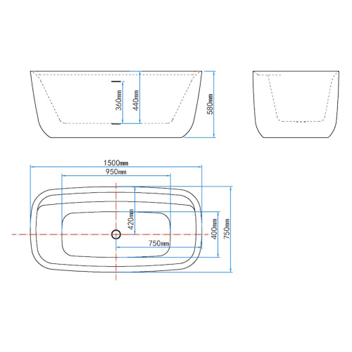 Ванна акриловая Black&White Swan 150x75 см белая - фото 4