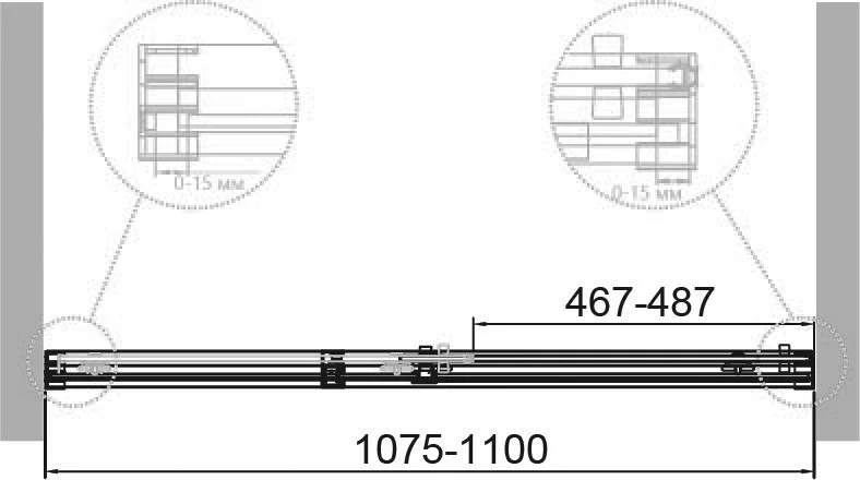 Душевая дверь в нишу Cezares Duet 110 см раздвижная, 110 см index_1 - фото 11