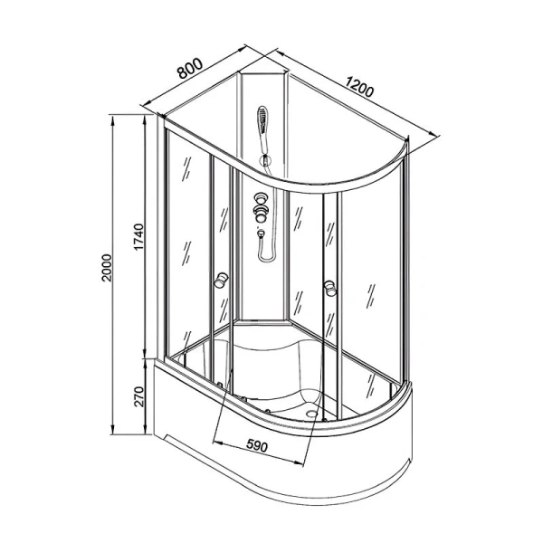 Душевая кабина Deto LM 120x80 см стекло матовое левая - фото 2