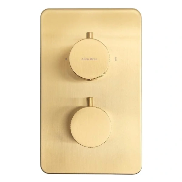Смеситель Allen Brau Priority 5.3U123-GB для ванны и душа, термостатический, с внутренней частью, цвет золото брашированное - фото 1