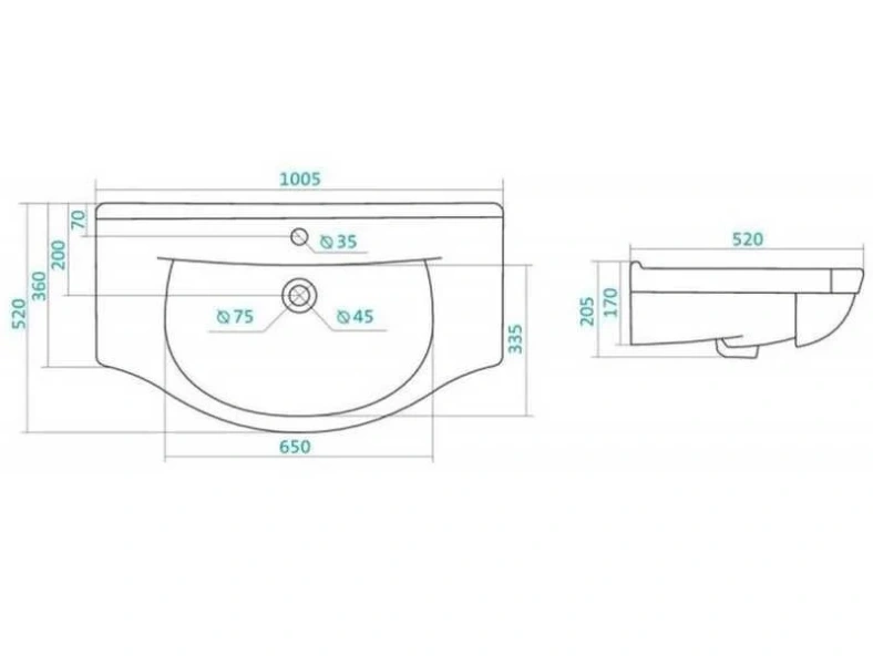 Тумба с раковиной напольная Style Line Жасмин ЛС-00000585 100 см с ящиками - фото 3