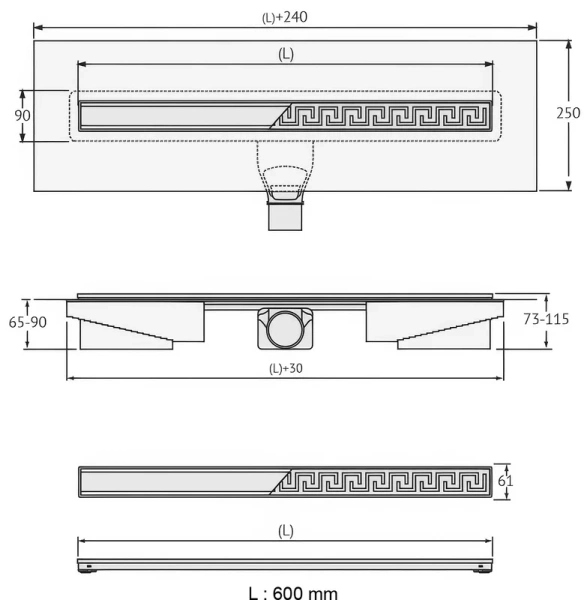 Душевой лоток BERGES B1 Keramik 60 см черный матовый, нет в наличии - фото 7